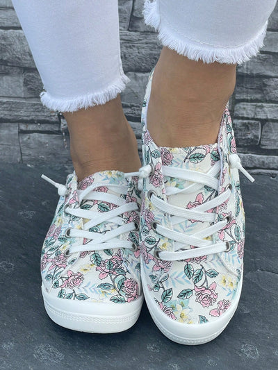 Pink Rose Printed Slip-On Sneakers: Stylish and Comfy Shoes for Every Season