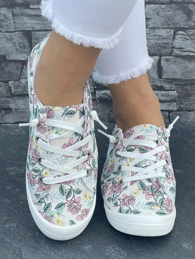 Pink Rose Printed Slip-On Sneakers: Stylish and Comfy Shoes for Every Season