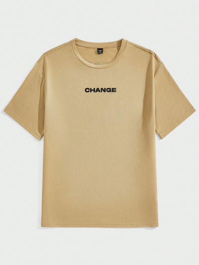 Men's "Change" Letter Graphic Tshirt: Elevate Your Street Style