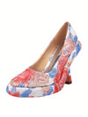 Floral Fantasy: Women's Stiletto Slip-On Platform Pumps