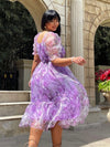 Dreamy Princess: Plus Size Organza Printed Dress