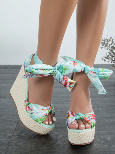 Chic Summer Style: Bowknot Wedge Heel Strap Sandals for Women
