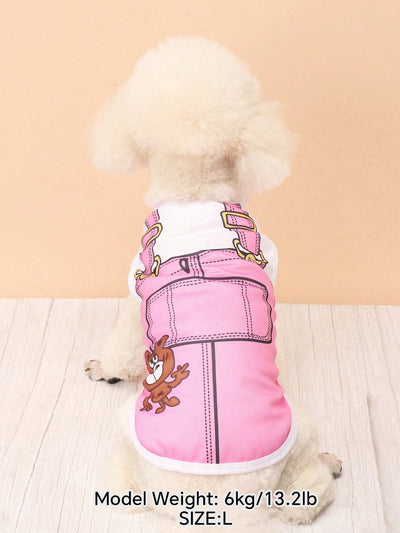 Adorable Polyester Cartoon Printed Pet Vest for Teddy and Bichon