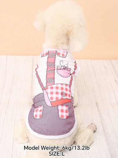 Adorable Polyester Cartoon Printed Pet Vest for Teddy and Bichon