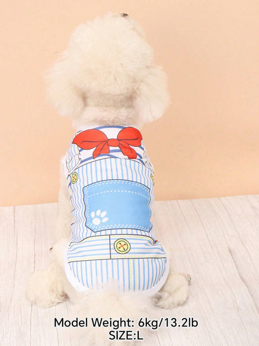 Adorable Polyester Cartoon Printed Pet Vest for Teddy and Bichon