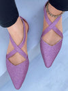 Step Into Style Glittery Purple Pointed Toe Flats