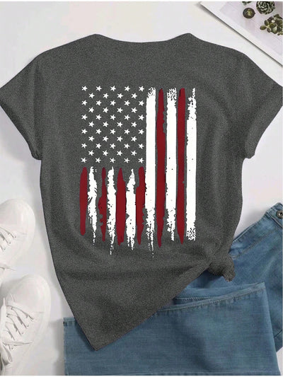 Show Your American Pride with Women's Patriotic Short Sleeve T-Shirt