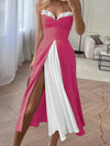 Chic Patchwork Banquet Strap Dress - Perfect for Special Events