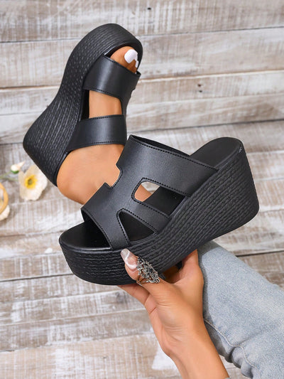 Summer Style: Women's Plus Size Waterproof Platform Wedge Sandals with Braided Straps