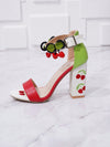 Cherry Embroidered Chunky Heel Sandals: Cute and Elegant Style for Outdoor Events