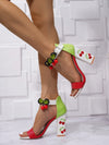 Cherry Embroidered Chunky Heel Sandals: Cute and Elegant Style for Outdoor Events