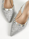 Pearl Elegance: Women's Pointed Toe Contrast Color High Heel Shoes