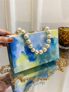 Blue Sky and Ocean Oil Painting Handbag: A Colorful Metal Chain Shoulder Bag for Everyday Use and Travel