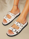 Chic and Comfortable Ladies Buckle Detail Flat Sandals for Your Next Vacation