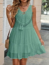 Sun-Kissed Elegance: Lace Splicing Tassel Detail Ruffle Hem Midi Dress for Summer