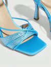 Sparkling Blue Eyes: Rhinestone-Embellished High Heeled Sandals for Women