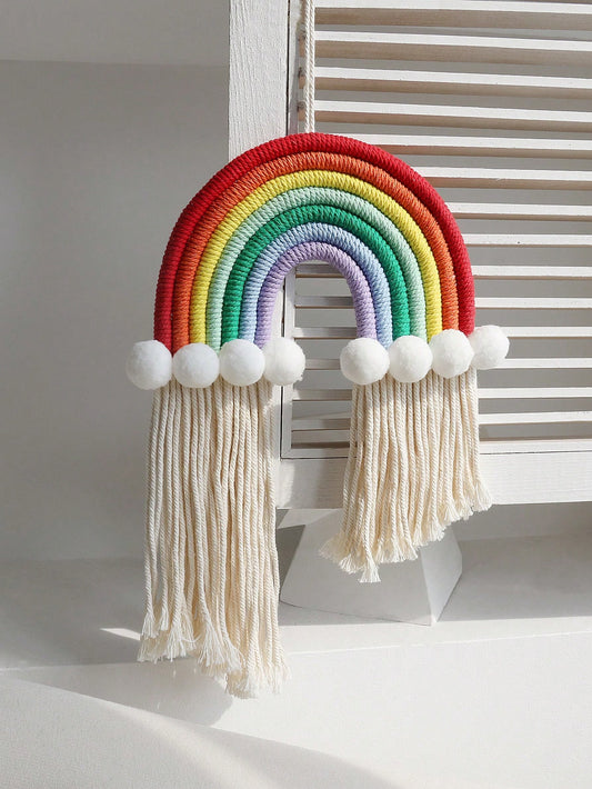 Colorful Rainbow Wall Hanging Decor: Handmade Boho Home Decoration for Independence Day