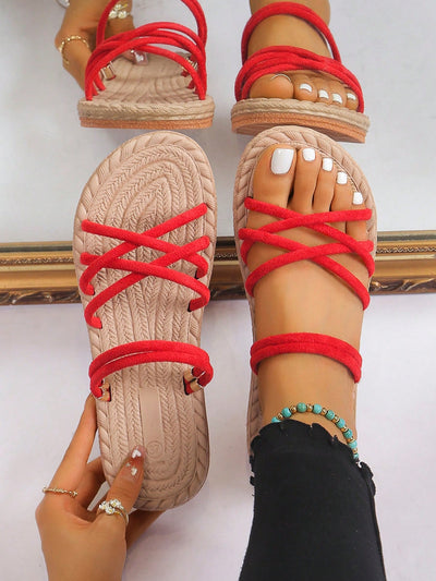 Comfortable Crossed Anti-Slip Flat Sandals: Perfect for Casual Beach Days