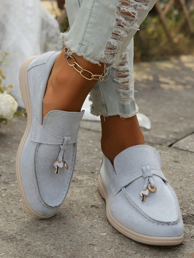 Chic Metal Ring Decorated Penny Loafers: Elevate Your Casual Style