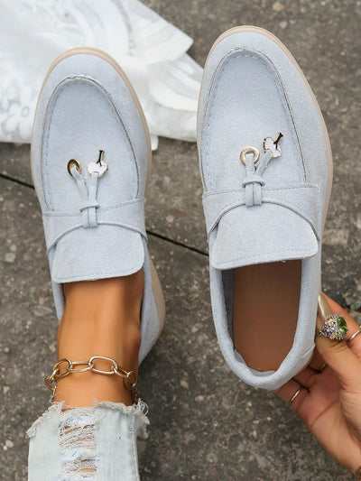 Chic Metal Ring Decorated Penny Loafers: Elevate Your Casual Style