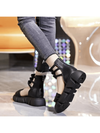 Trendy Summer Black Sandals: Roman Style Fish Mouth Design