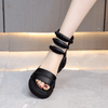 Trendy Summer Black Sandals: Roman Style Fish Mouth Design