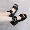 Trendy Summer Black Sandals: Roman Style Fish Mouth Design