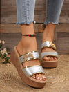 Chic and Trendy: Women's Printed Rivet Butterfly Color Block Wedge Sandals