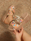 Chic and Trendy: Women's Printed Rivet Butterfly Color Block Wedge Sandals