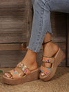 Chic and Trendy: Women's Printed Rivet Butterfly Color Block Wedge Sandals