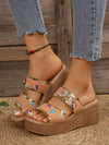 Chic and Trendy: Women's Printed Rivet Butterfly Color Block Wedge Sandals