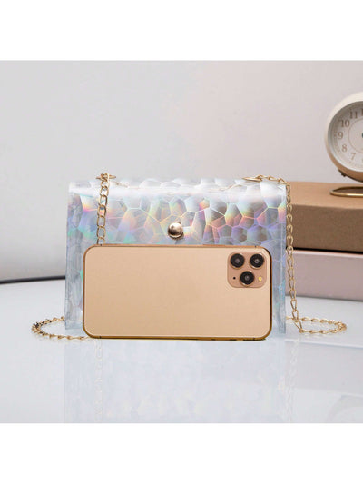 Chic Clear Laser-Cut Crossbody Bag: Versatile and Trendy Style