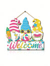 Hawaii Gnome Wood Hanging Plaque: Summer Welcome Sign for Seaside Farmhouse Decor