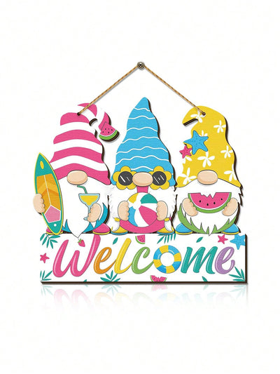 Hawaii Gnome Wood Hanging Plaque: Summer Welcome Sign for Seaside Farmhouse Decor