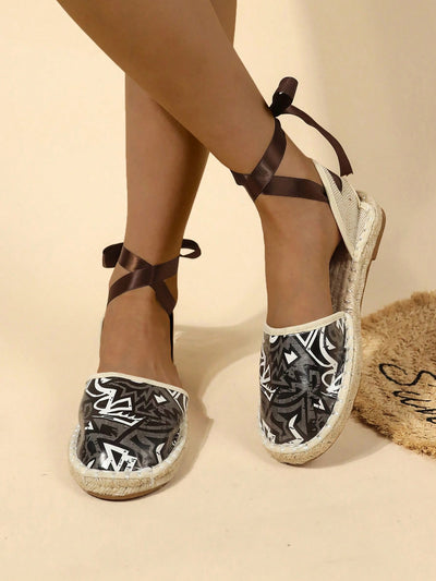 Graffiti Chic: Stylish Ankle Strap Flats for your Vacation