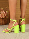 Chic & Comfy Yellow Square Toe High Heel Sandals – Perfect for Parties