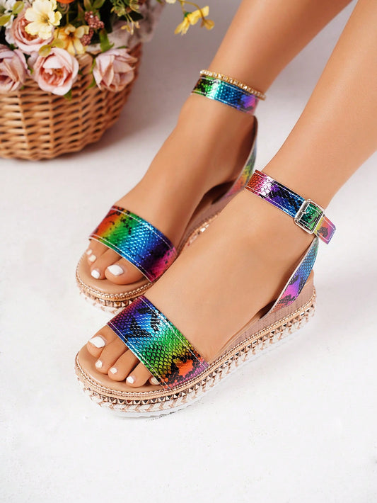 Experience the perfect blend of comfort and style with our Colorful Vacation Style Wedge Sandals. Featuring a vibrant design, these sandals are not just a fashionable choice but also provide superior comfort with their wedge heel. Elevate your vacation style with these sandals that offer the best of both worlds.