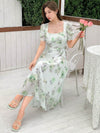 Nice Dreams: Summer Floral Printed Square Neck Short Sleeve Dress