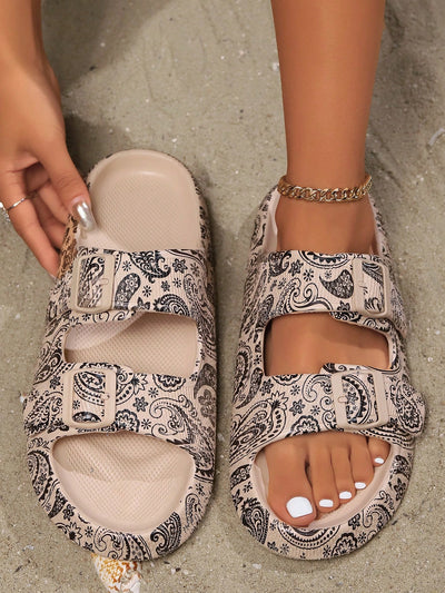 Luxe Leopard Prints: Adjustable Platform Flip-Flops for Women