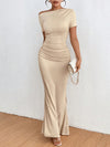 Elegant Asymmetric Mermaid Dress - Solid Color Summer Style