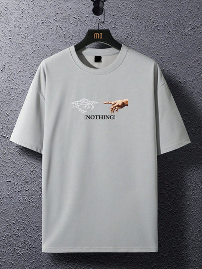 Men's Summer Casual T-Shirt: Letter and Gesture Print Edition