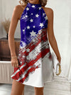 Show Your Patriotism in Style with the Classic American Flag Halterneck Dress