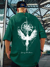 Eagle Print Casual Summer Tee for Men: Oversized Short Sleeve Style