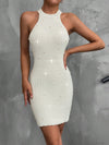 Chic & Elegant Solid Color Pearl Strap Sleeveless Sweater Dress