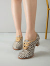 Leopard Print Ballroom Salsa Dance Shoes: Professional Practice and Stage Performance Shoes for Women