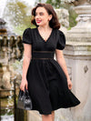 Vintage Elegance: Lace Patchwork V-Neckline Dress for Summer Events