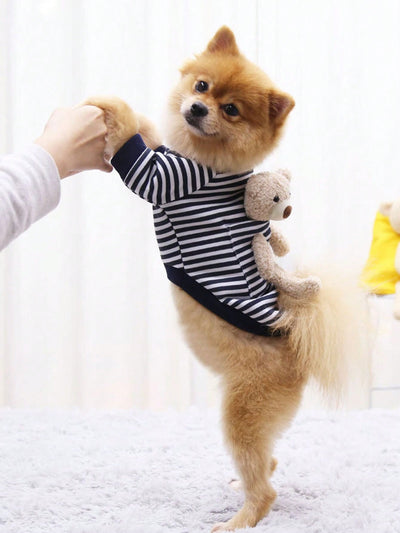 Cozy Chic: Plaid Cartoon Bear Pet Sweatshirt for Small to Medium Pets