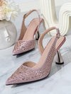 Sparkle & Elegance: Rhinestone Pointed Toe High Heel Backless Sandals for Women