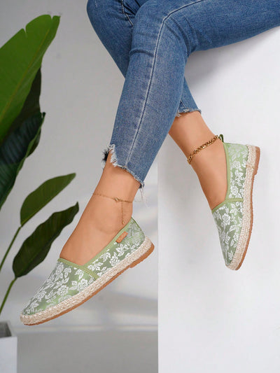 Retro Chic: Floral Linen Rope Casual Shoes for Summer