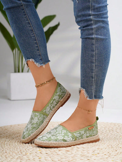 Retro Chic: Floral Linen Rope Casual Shoes for Summer